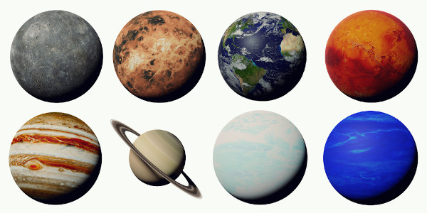 Dos oito planetas, sete tem nomes de deuses romanos.