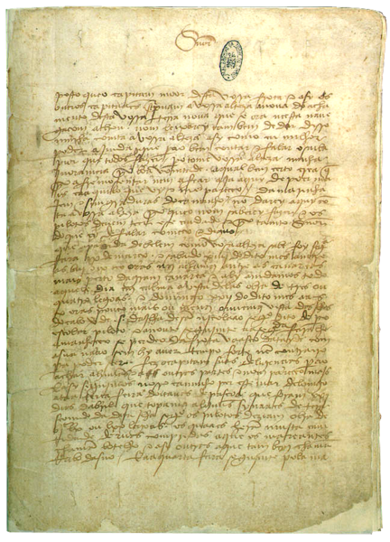 Primeira página da Carta de Pero Vaz de Caminha. Primeira página da Carta de Pero Vaz de Caminha.